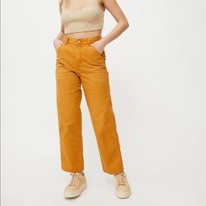 Mustard high-waisted carpenter pant